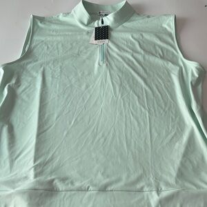 Men's Mint Sleeveless Polo with Mock Neck